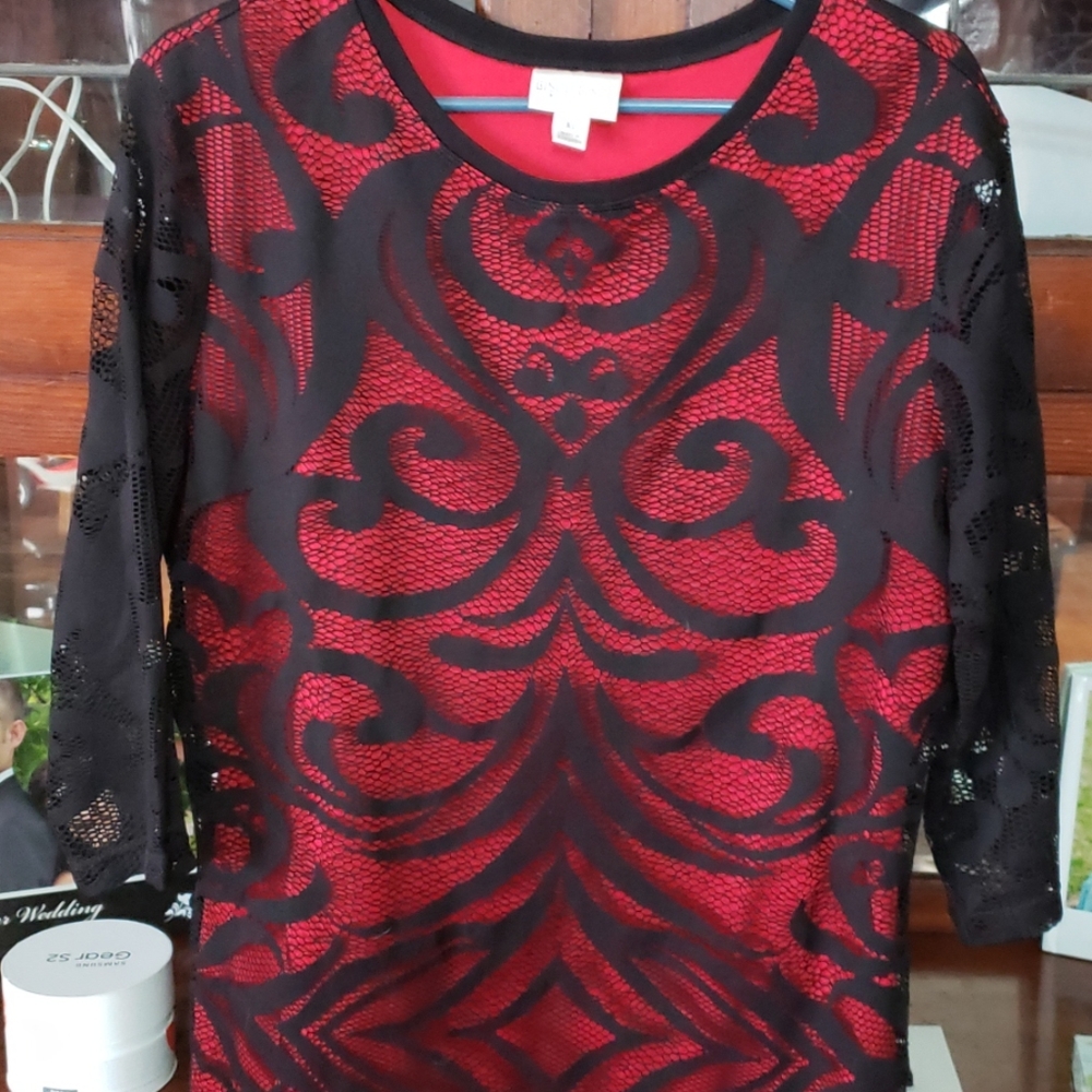 Red and Black dress top XL